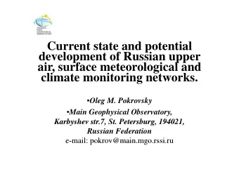 Current state and potential  Current state and potential  development of Russian upper  air s rface