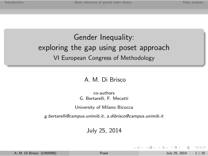 gender inequality exploring the gap using poset approach