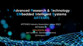 ARTEMIS  ARTEMIS Industry Association (since 2007)  ARTEMIS-IA  www.artemis-ia.eu  Jan Lohstroh,