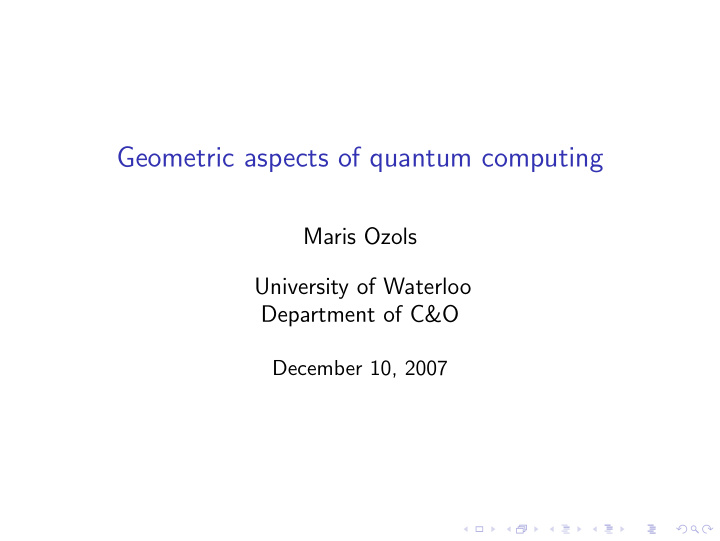 geometric aspects of quantum computing