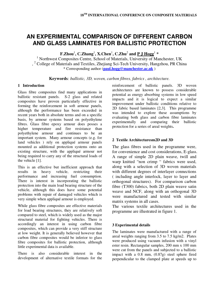 an experimental comparison of different carbon and glass