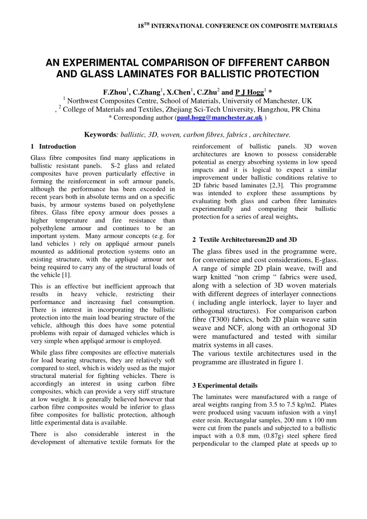 an experimental comparison of different carbon and glass