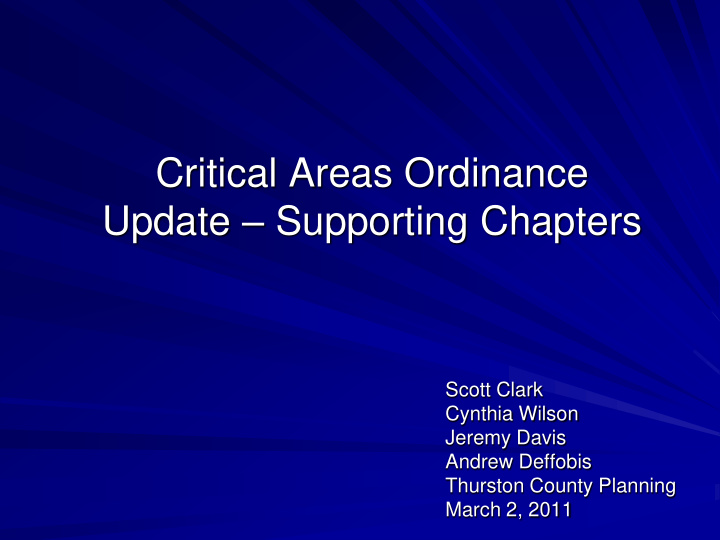 critical areas ordinance update supporting chapters