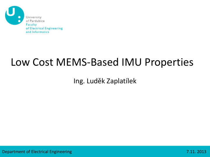 low cost mems based imu properties