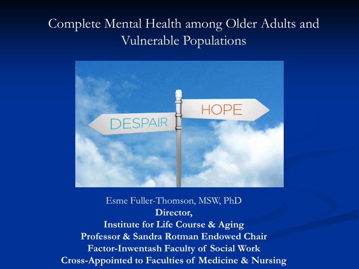 complete mental health among older adults and vulnerable