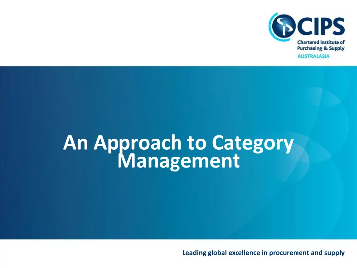 an approach to category