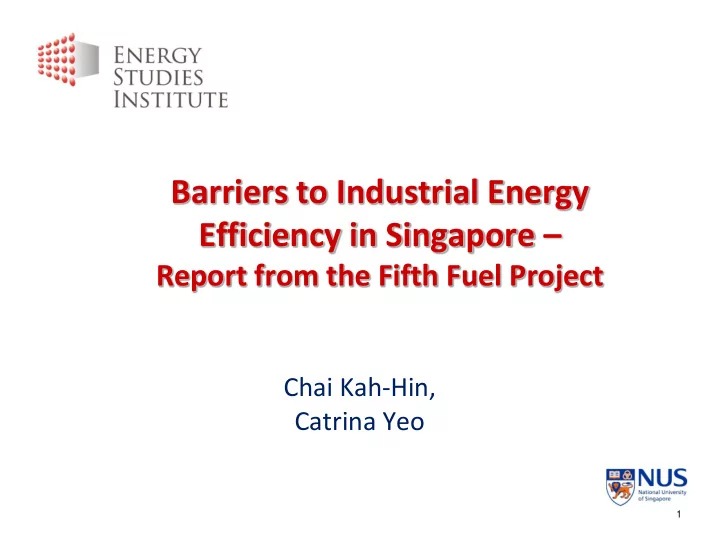 barriers to industrial energy efficiency in singapore