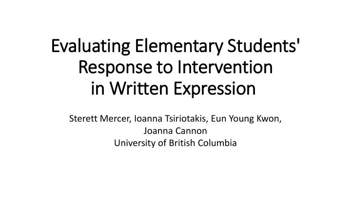 evaluating elementary st students respon onse t to