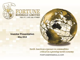Investor Presentation  May 2014  1  This document contains certain forward-looking information.