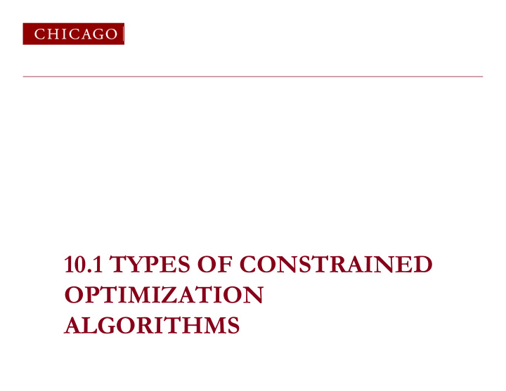 10 1 types of constrained optimization algorithms