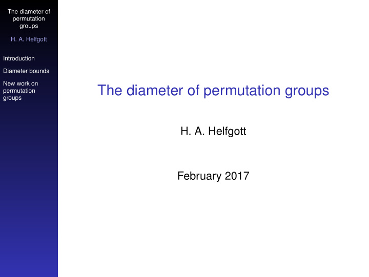 the diameter of permutation groups