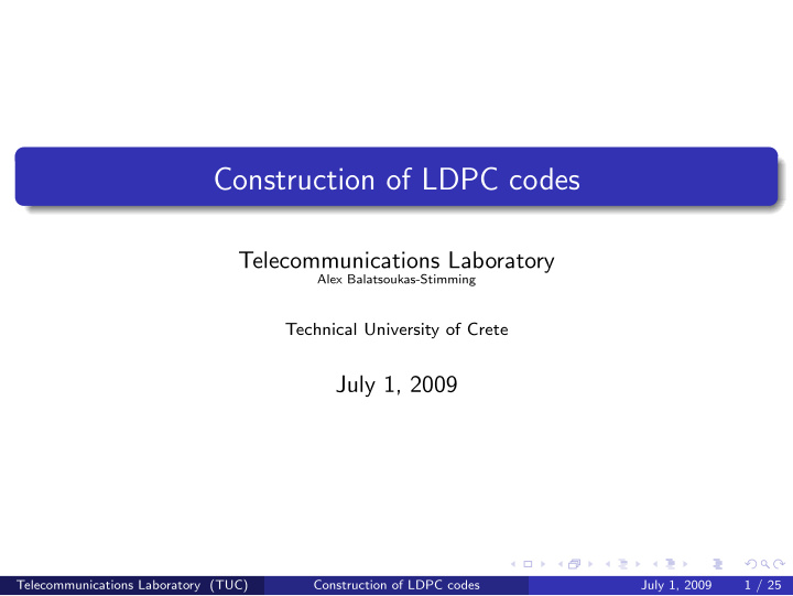 construction of ldpc codes