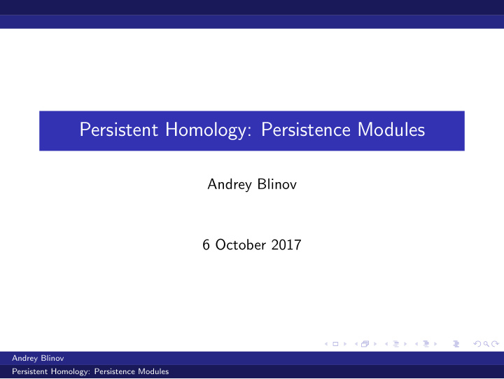 persistent homology persistence modules