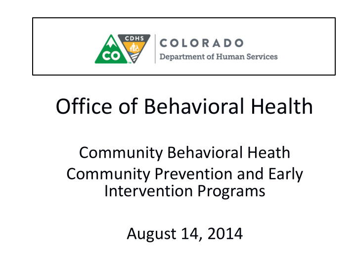 office of behavioral health