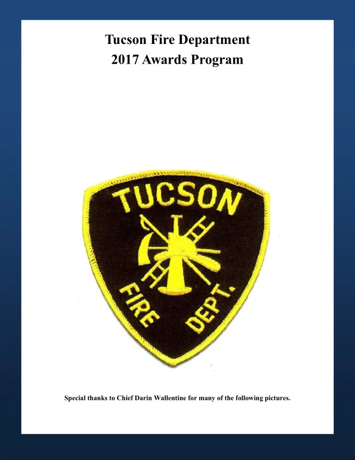 tucson fire department 2017 awards program special thanks