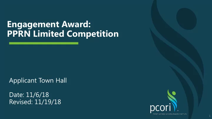 engagement award pprn limited competition