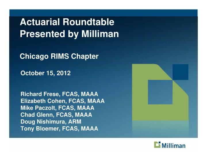 actuarial roundtable presented by milliman