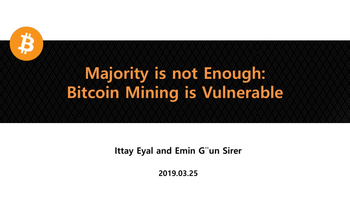 bitcoin mining is vulnerable