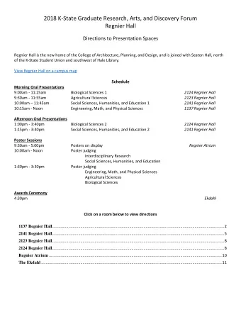 2018 K-State Graduate Research, Arts, and Discovery Forum Regnier Hall  Directions to Presentation