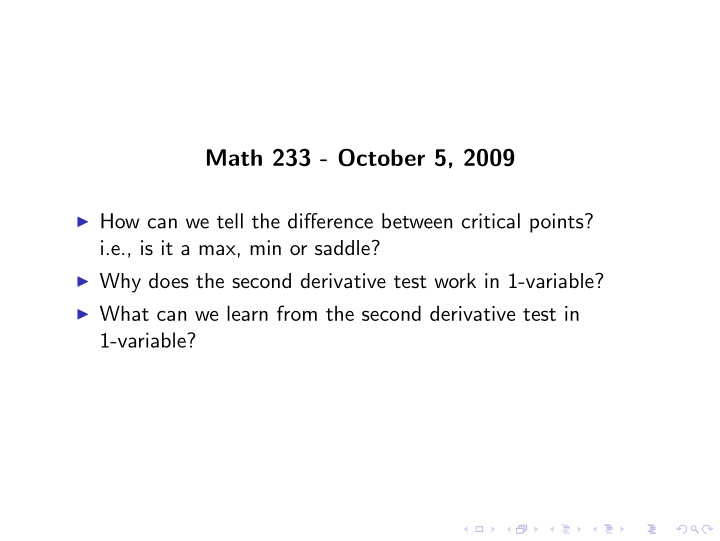 math 233 october 5 2009