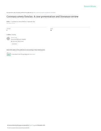 Coronary artery fistulas: A case presentation and literature review Article in Case Reports in