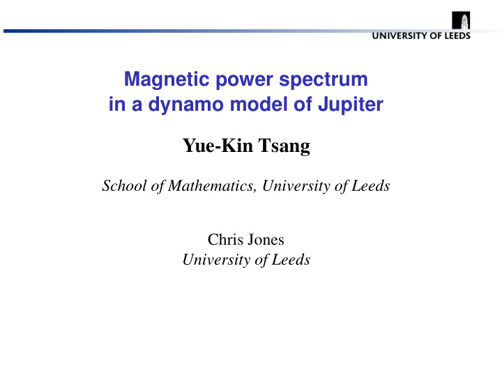 magnetic power spectrum in a dynamo model of jupiter yue
