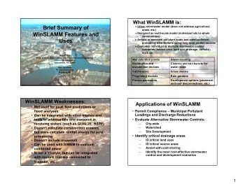 Brief Summary of  Urban stormwater model (does not address agricultural  areas, etc.)  WinSLAMM