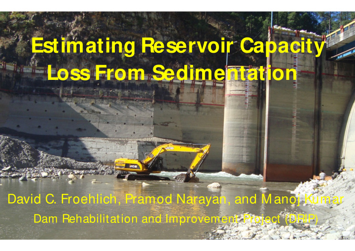 estimating reservoir capacity loss from sedimentation