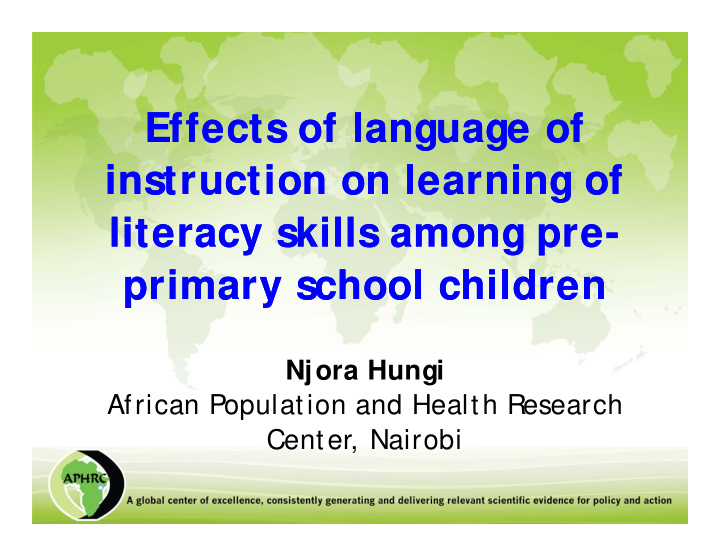 effects of language of effects of language of instruction