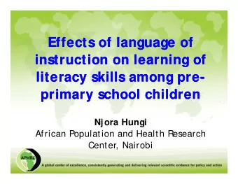 Effects of language of  Effects of language of  instruction on learning of  instruction on learning