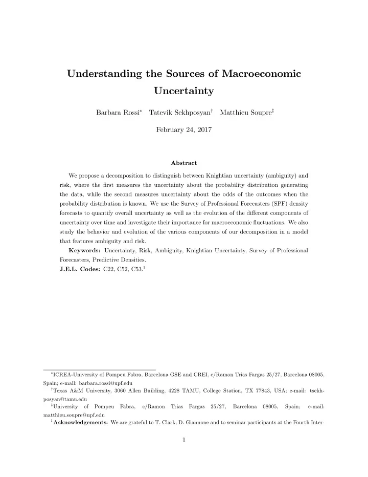 understanding the sources of macroeconomic uncertainty
