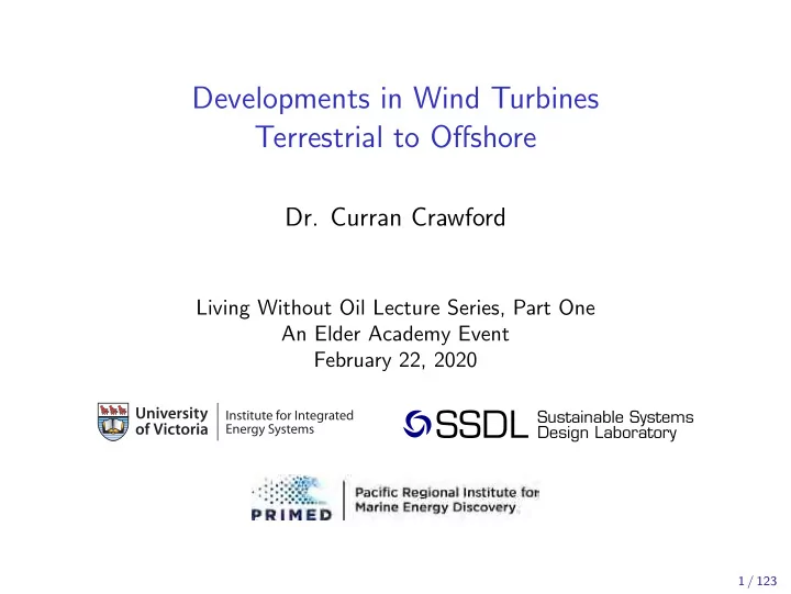 developments in wind turbines terrestrial to offshore