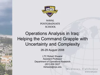 Operations Analysis in Iraq:  Helping the Command Grapple with  Uncertainty and Complexity  26-29