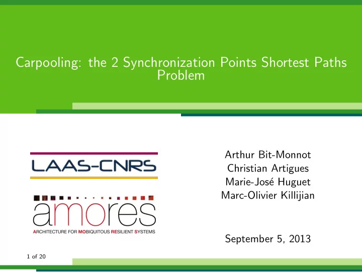 carpooling the 2 synchronization points shortest paths