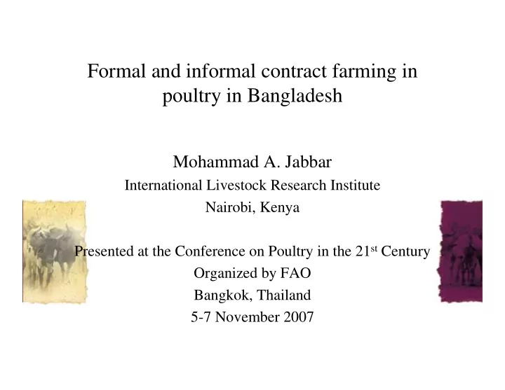formal and informal contract farming in poultry in