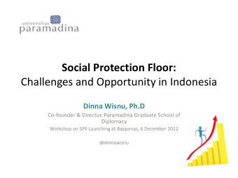 Social Protection Floor:  Challenges and Opportunity in Indonesia  Dinna Wisnu, Ph.D  Co-founder