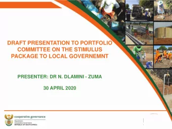 Ove rvie w of the  Munic ipa l  Infra struc ture  Support  DRAFT PRESENTATION TO PORTFOLIO  Ag e nt