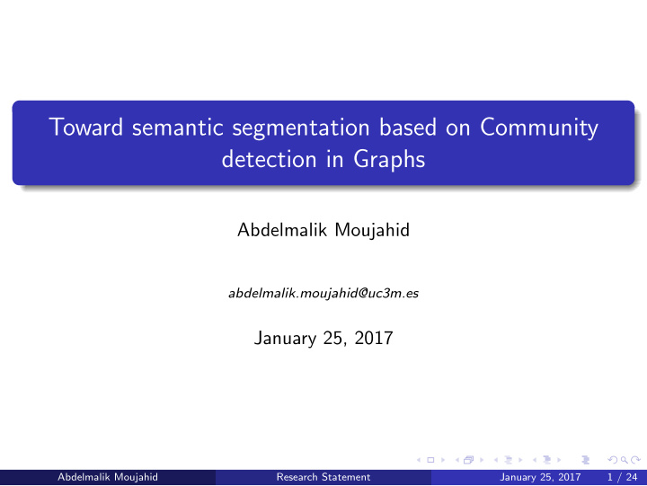 toward semantic segmentation based on community detection