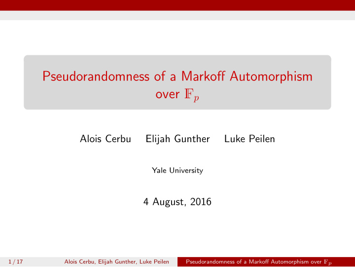 pseudorandomness of a markoff automorphism