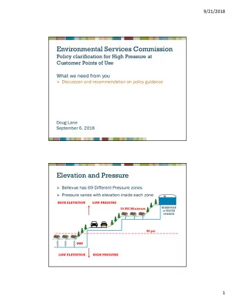 Environmental Services Commission  Policy clarification for High Pressure at  Customer Points of