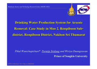 Drinking Water Production System for Arsenic  Drinking Water Production System for Arsenic