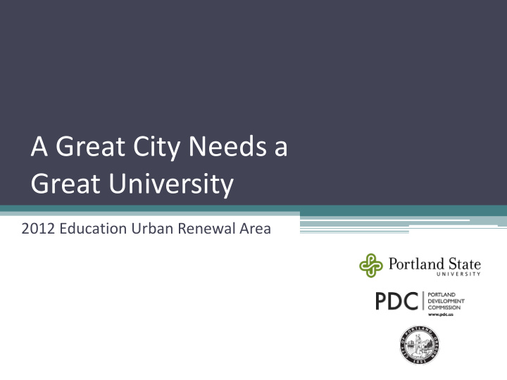 a great city needs a great university
