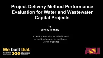 Project Delivery Method Performance  Evaluation for Water and Wastewater  Capital Projects  by