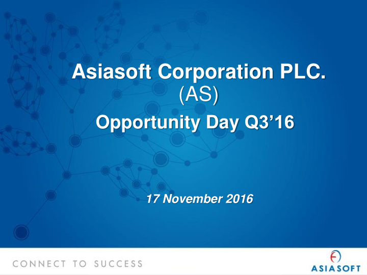 asiasoft corporation plc as