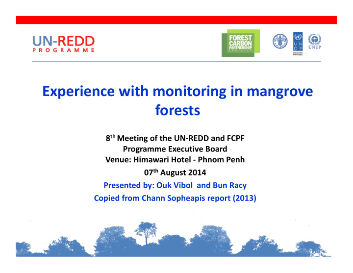 experience with monitoring in mangrove forests