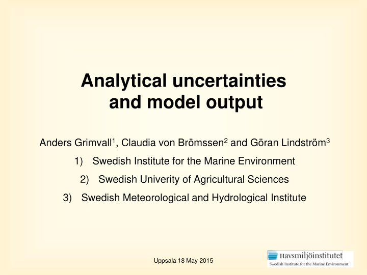 analytical uncertainties and model output