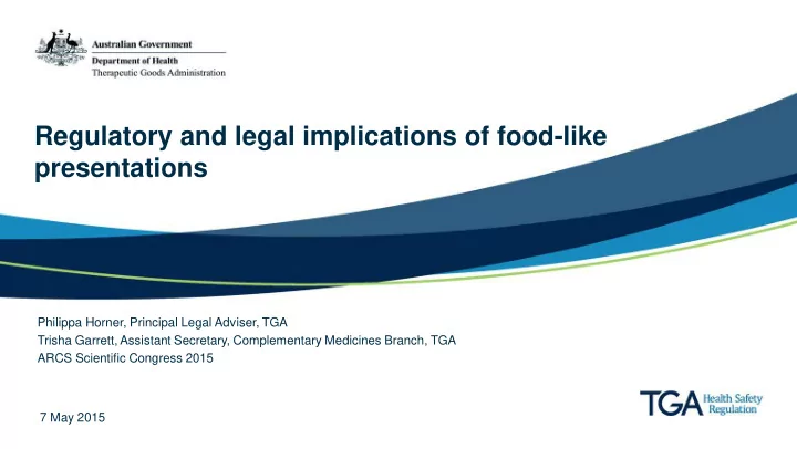 regulatory and legal implications of food like