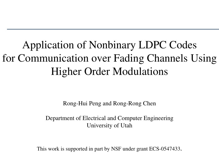 application of nonbinary ldpc codes for communication