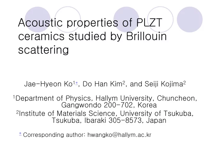 acoustic properties of plzt ceramics studied by brillouin
