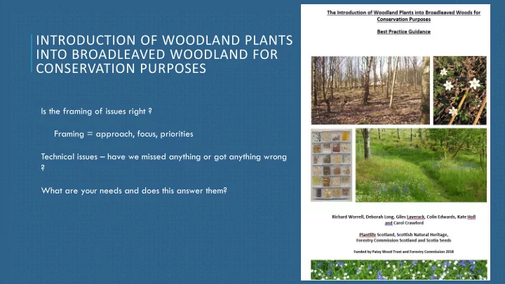 conservation purposes